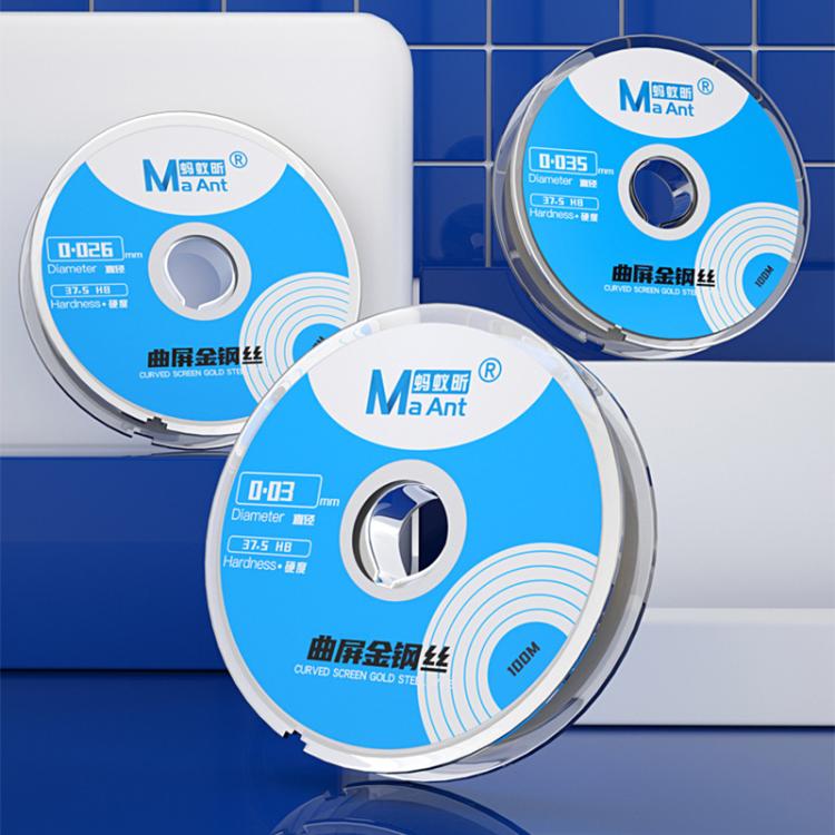 Filo diamantato curvo ad alta durezza MaAnt 100m per taglio schermo, 0.03mm, 0.026mm, 0.035mm