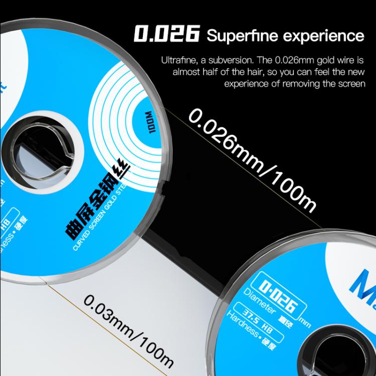 Filo diamantato curvo ad alta durezza MaAnt 100m per taglio schermo, 0.03mm, 0.026mm, 0.035mm