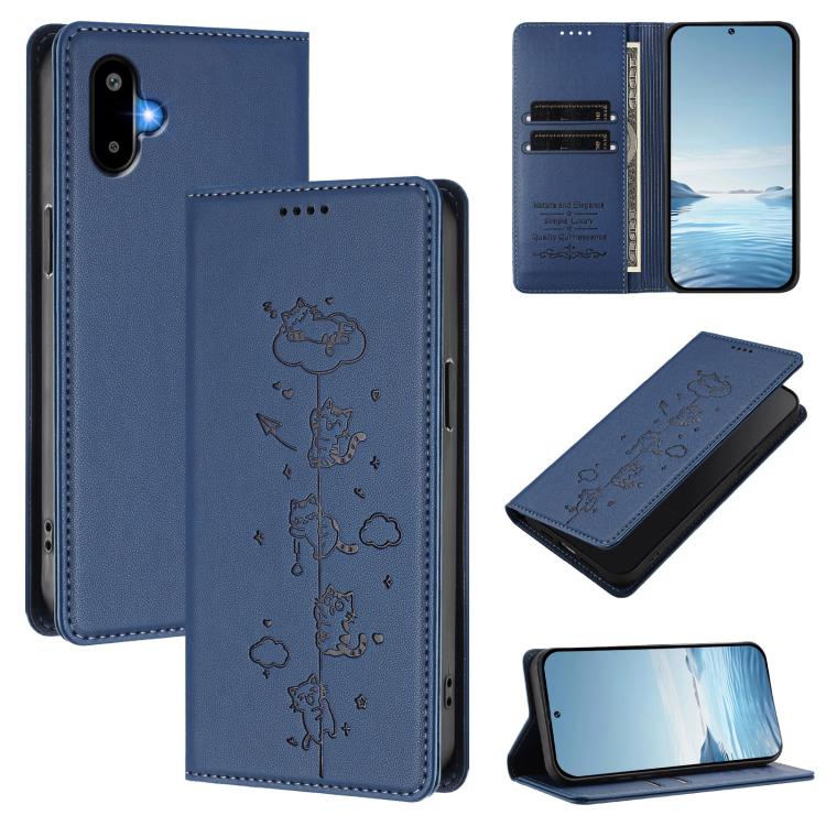 Custodia per telefono in ecopelle con protezione RFID magnetica e stampa a rilievo di simpatici gattini., For Samsung Galaxy M16 5G / F16 5G, For Samsung Galaxy M06 5G / F06 5G