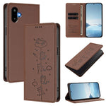 Custodia per telefono in ecopelle con protezione RFID magnetica e stampa a rilievo di simpatici gattini., For Samsung Galaxy M16 5G / F16 5G, For Samsung Galaxy M06 5G / F06 5G