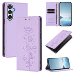 Custodia per telefono in ecopelle con protezione RFID magnetica e stampa a rilievo di simpatici gattini., For Samsung Galaxy XCover7, For Samsung Galaxy M34 5G / F34 5G