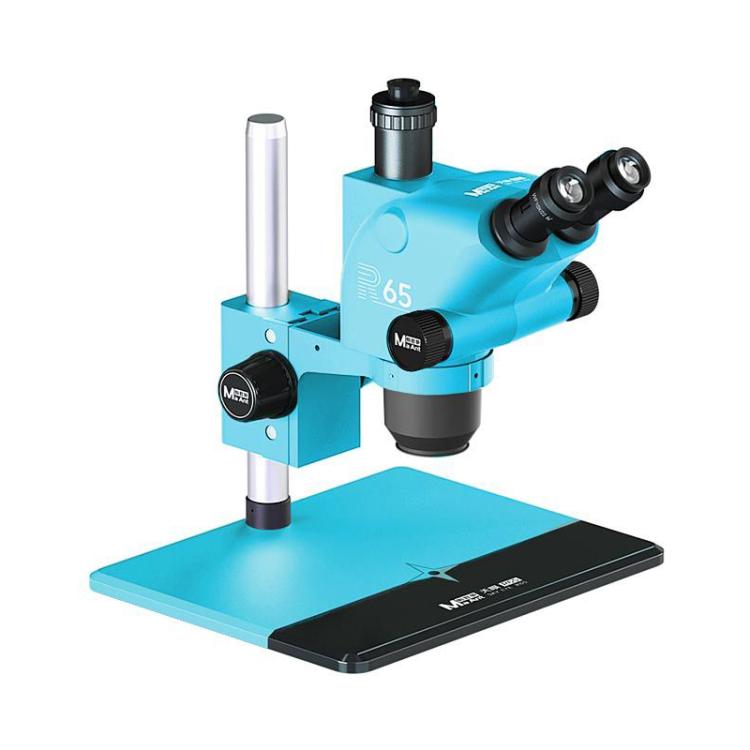 Microscopio stereoscopico trinoculare MaAnt R65 Sky Eye con zoom sincrono 6,5-65X e base in lega di alluminio., MaAnt R65(Blue), MaAnt R65(Green)  MaAnt R65 天眼 6.5-65倍同步变焦三目立体显微镜，配备铝合金底座（绿色）