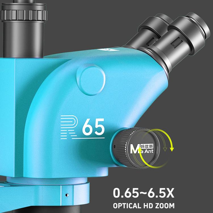 Microscopio stereoscopico trinoculare MaAnt R65 Sky Eye con zoom sincrono 6,5-65X e base in lega di alluminio., MaAnt R65(Blue), MaAnt R65(Green)  MaAnt R65 天眼 6.5-65倍同步变焦三目立体显微镜，配备铝合金底座（绿色）