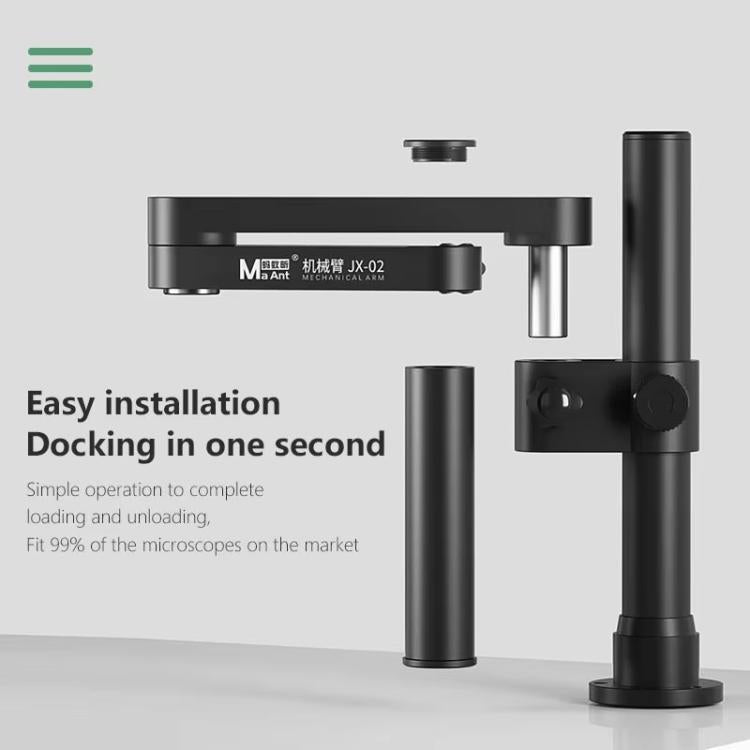 Braccio robotico MaAnt JX-02 con rotazione a 360° per microscopio metallico., MaAnt JX-02