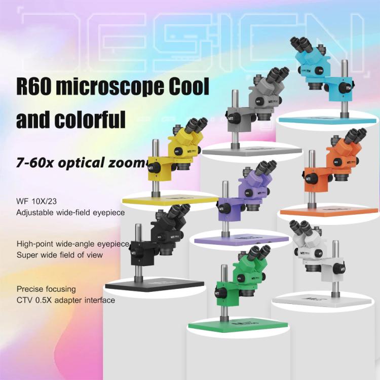 Microscopio trinoculare colorato MaAnt Sky Eye R60 7-60X con base ampia