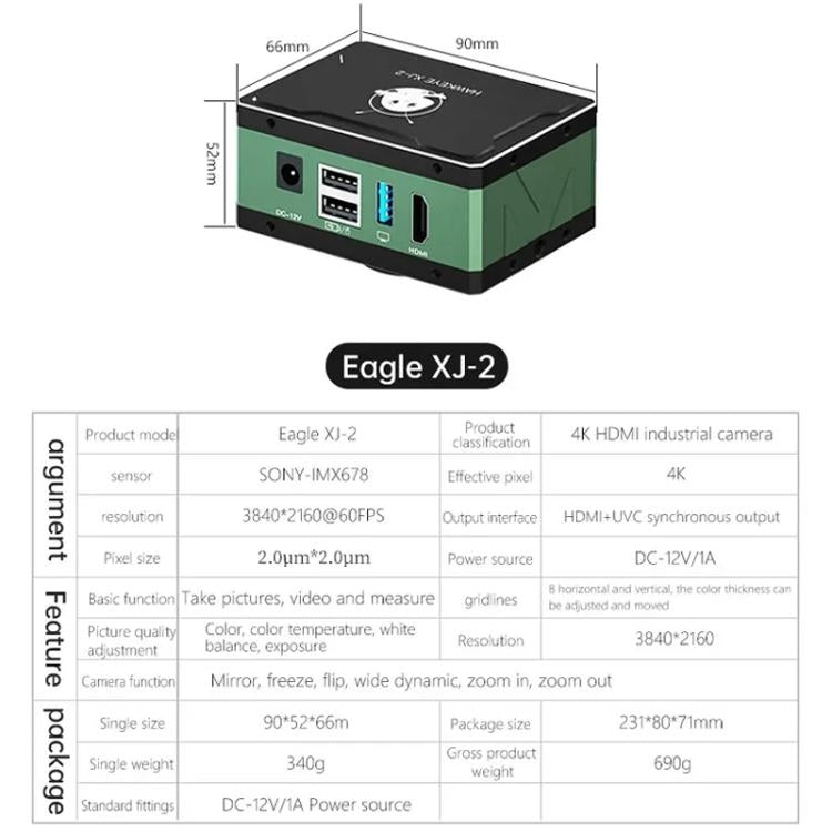 Telecamera per microscopio industriale MaAnt XJ-2 Eagle Eye 4K HD., MaAnt XJ-2 EU Plug