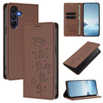 Custodia per telefono in ecopelle con protezione RFID magnetica e stampa a rilievo di simpatici gattini., For Samsung Galaxy A26 5G, For Samsung Galaxy A36 5G