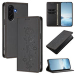Custodia per telefono in ecopelle con protezione RFID magnetica e stampa a rilievo di simpatici gattini., For Samsung Galaxy A57 5G, For Samsung Galaxy A37 5G