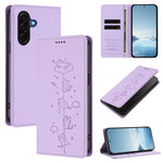 Custodia per telefono in ecopelle con protezione RFID magnetica e stampa a rilievo di simpatici gattini., For Samsung Galaxy A57 5G, For Samsung Galaxy A37 5G