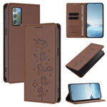 Custodia per telefono in ecopelle con protezione RFID magnetica e stampa a rilievo di simpatici gattini., For Samsung Galaxy Note20 Ultra, For Samsung Galaxy Note20