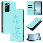 Custodia per telefono in ecopelle con protezione RFID magnetica e stampa a rilievo di simpatici gattini., For Samsung Galaxy Note20 Ultra, For Samsung Galaxy Note20