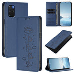Custodia per telefono in ecopelle con protezione RFID magnetica e stampa a rilievo di simpatici gattini., For Samsung Galaxy S20+