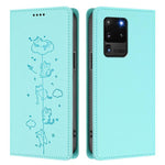 Custodia per telefono in ecopelle con protezione RFID magnetica e stampa a rilievo di simpatici gattini., For Samsung Galaxy S20 Ultra, For Samsung Galaxy S20