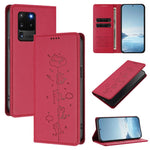 Custodia per telefono in ecopelle con protezione RFID magnetica e stampa a rilievo di simpatici gattini., For Samsung Galaxy S20 Ultra, For Samsung Galaxy S20