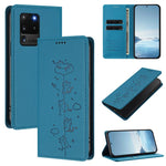 Custodia per telefono in ecopelle con protezione RFID magnetica e stampa a rilievo di simpatici gattini., For Samsung Galaxy S20 Ultra, For Samsung Galaxy S20