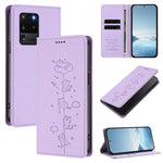 Custodia per telefono in ecopelle con protezione RFID magnetica e stampa a rilievo di simpatici gattini., For Samsung Galaxy S20 Ultra, For Samsung Galaxy S20