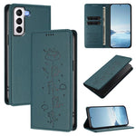 Custodia per telefono in ecopelle con protezione RFID magnetica e stampa a rilievo di simpatici gattini., For Samsung Galaxy S21 FE 5G, For Samsung Galaxy S21 5G