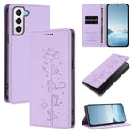 Custodia per telefono in ecopelle con protezione RFID magnetica e stampa a rilievo di simpatici gattini., For Samsung Galaxy S21 FE 5G, For Samsung Galaxy S21 5G
