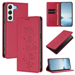 Custodia per telefono in ecopelle con protezione RFID magnetica e stampa a rilievo di simpatici gattini., For Samsung Galaxy S22+ 5G, For Samsung Galaxy S22 5G