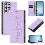 Custodia per telefono in ecopelle con protezione RFID magnetica e stampa a rilievo di simpatici gattini., For Samsung Galaxy S20 FE, For Samsung Galaxy S22 Ultra 5G