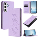 Custodia per telefono in ecopelle con protezione RFID magnetica e stampa a rilievo di simpatici gattini., For Samsung Galaxy S24 FE 5G, For Samsung Galaxy S24 Ultra 5G