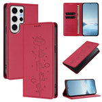 Custodia per telefono in ecopelle con protezione RFID magnetica e stampa a rilievo di simpatici gattini., For Samsung Galaxy S24 FE 5G, For Samsung Galaxy S24 Ultra 5G