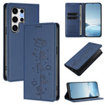 Custodia per telefono in ecopelle con protezione RFID magnetica e stampa a rilievo di simpatici gattini., For Samsung Galaxy S25+ / S24+ 5G, For Samsung Galaxy S25 Ultra 5G