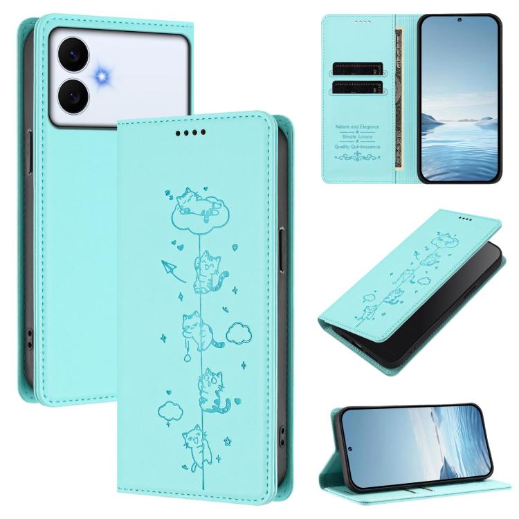 Custodia per telefono in ecopelle con protezione RFID magnetica e stampa a rilievo di simpatici gattini., For Samsung Galaxy S26 Edge 5G, For Samsung Galaxy S26 Ultra 5G