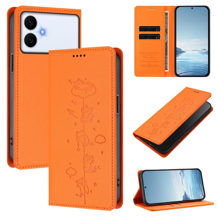 Custodia per telefono in ecopelle con protezione RFID magnetica e stampa a rilievo di simpatici gattini., For Samsung Galaxy S26 Edge 5G, For Samsung Galaxy S26 Ultra 5G