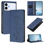 Custodia per telefono in ecopelle con protezione RFID magnetica e stampa a rilievo di simpatici gattini., For Samsung Galaxy S26 Edge 5G, For Samsung Galaxy S26 Ultra 5G