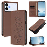 Custodia per telefono in ecopelle con protezione RFID magnetica e stampa a rilievo di simpatici gattini., For Samsung Galaxy S26 Edge 5G, For Samsung Galaxy S26 Ultra 5G