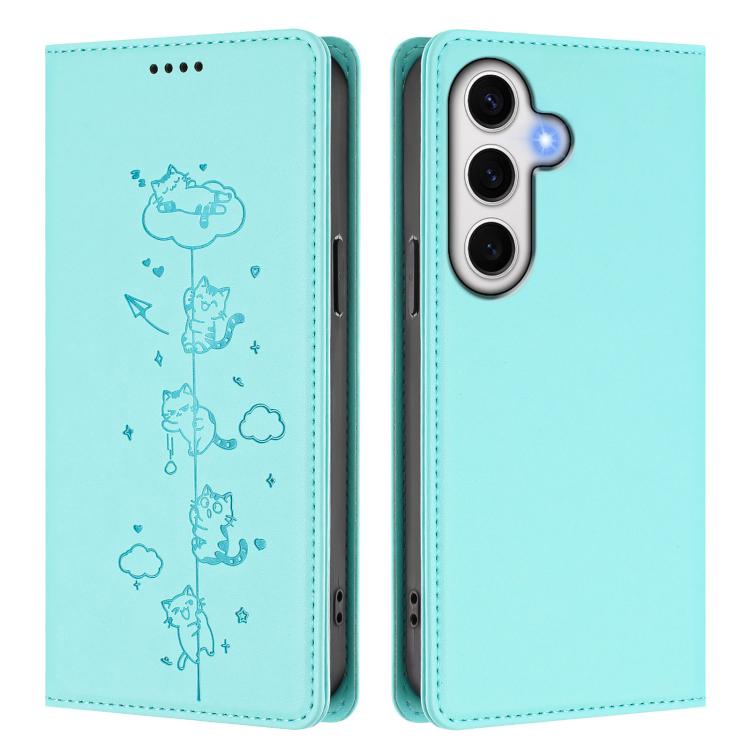 Custodia per telefono in ecopelle con protezione RFID magnetica e stampa a rilievo di simpatici gattini., For Samsung Galaxy S23 FE 5G, For Samsung Galaxy S23 Ultra 5G