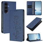 Custodia per telefono in ecopelle con protezione RFID magnetica e stampa a rilievo di simpatici gattini., For Samsung Galaxy S26 5G, For Samsung Galaxy S25 FE 5G