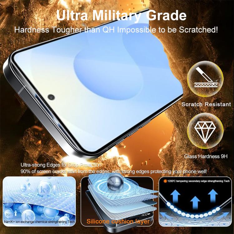 XDcase Confezione da 5 pellicole in vetro temperato HD serigrafate, con supporto per sblocco tramite impronta digitale., For Samsung Galaxy S26+ 5G, For Samsung Galaxy S26 Ultra 5G, For Samsung Galaxy S26 5G, For Samsung Galaxy S25 5G                  ...