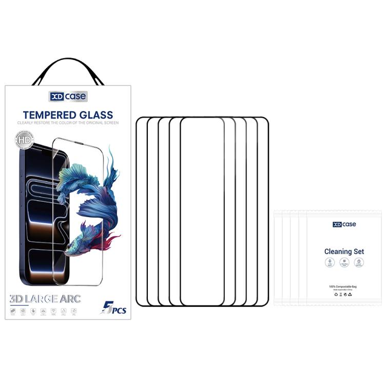 XDcase Confezione da 5 pellicole in vetro temperato HD serigrafate, con supporto per sblocco tramite impronta digitale., For Samsung Galaxy S26+ 5G, For Samsung Galaxy S26 Ultra 5G, For Samsung Galaxy S26 5G, For Samsung Galaxy S25 5G                  ...