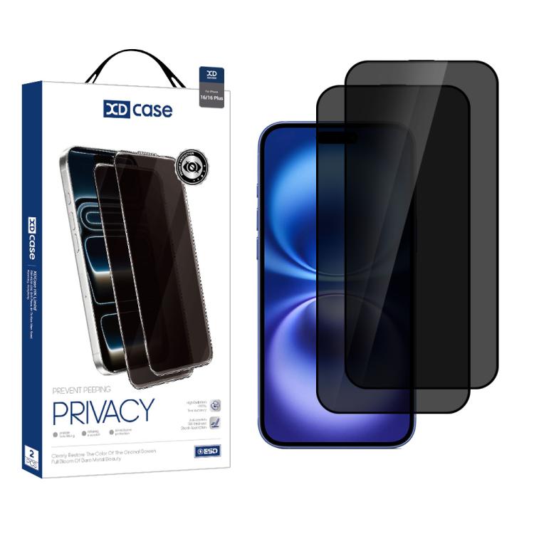 XDcase - Confezione da 2 pellicole protettive in vetro temperato anti-spionaggio con stampa serigrafica, For iPhone 17e/16e/13 Pro/14, For iPhone 17 Pro Max, For iPhone 17 Pro, For iPhone 17, For iPhone Air, For iPhone 16 Pro Max, For iPhone 16 Pro    ...