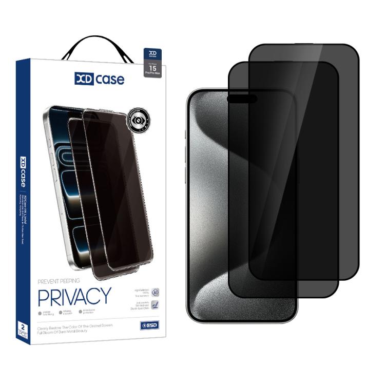 XDcase - Confezione da 2 pellicole protettive in vetro temperato anti-spionaggio con stampa serigrafica, For iPhone 17e/16e/13 Pro/14, For iPhone 17 Pro Max, For iPhone 17 Pro, For iPhone 17, For iPhone Air, For iPhone 16 Pro Max, For iPhone 16 Pro    ...