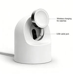 Set di supporto di ricarica in silicone e caricabatterie USB xDfind per Apple Watch e smartwatch., Silicone+USB (White), Silicone+USB (Black)