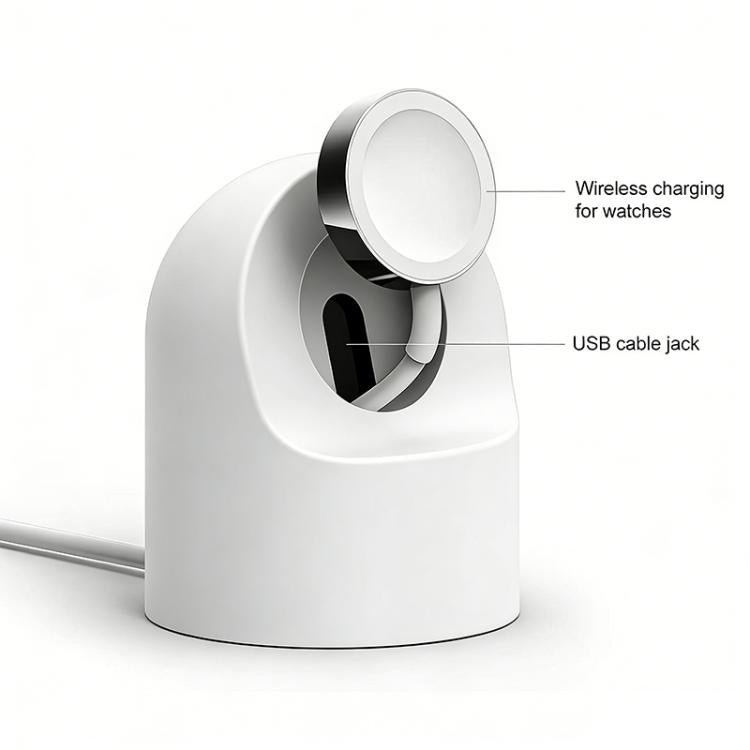 Set di supporto di ricarica in silicone e caricabatterie USB xDfind per Apple Watch e smartwatch., Silicone+USB (White), Silicone+USB (Black)
