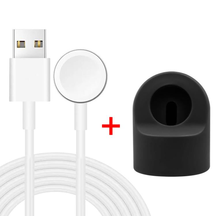 Set di supporto di ricarica in silicone e caricabatterie USB xDfind per Apple Watch e smartwatch., Silicone+USB (White), Silicone+USB (Black)
