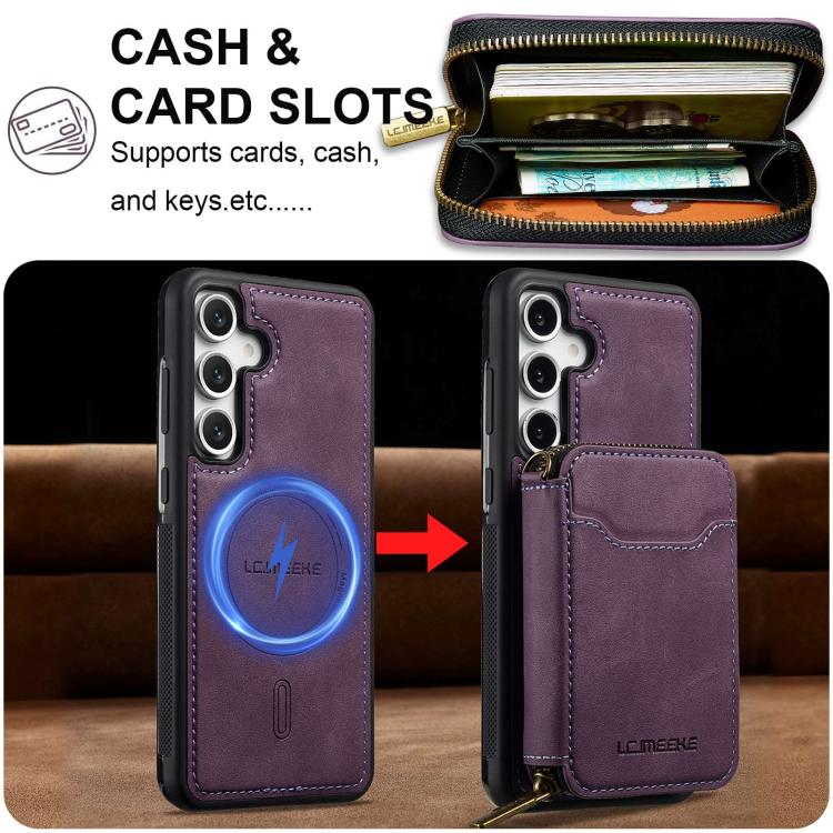 LC.IMEEKE Serie L6 Portafoglio con cerniera per carte Custodia magnetica MagSafe per telefono, For Galaxy A18 5G/A18 4G, For Samsung Galaxy A57 5G, For Samsung Galaxy A37 5G