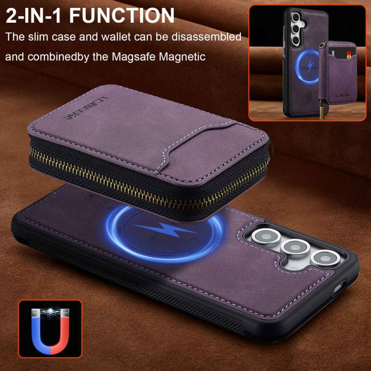 LC.IMEEKE Serie L6 Portafoglio con cerniera per carte Custodia magnetica MagSafe per telefono, For Galaxy A18 5G/A18 4G, For Samsung Galaxy A57 5G, For Samsung Galaxy A37 5G