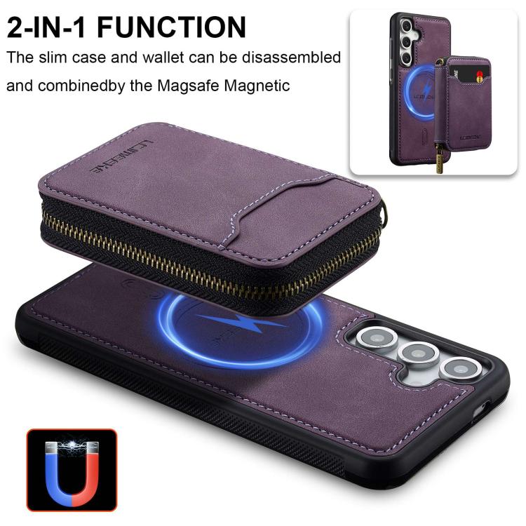 LC.IMEEKE Serie L6 Portafoglio con cerniera per carte Custodia magnetica MagSafe per telefono, For Galaxy A18 5G/A18 4G, For Samsung Galaxy A57 5G, For Samsung Galaxy A37 5G