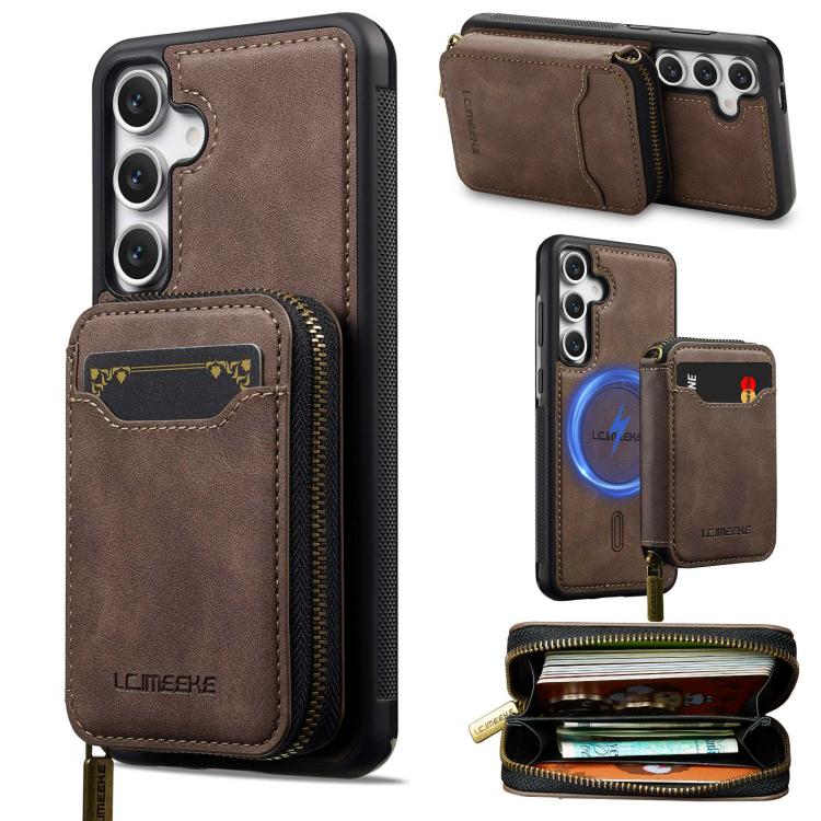 LC.IMEEKE Serie L6 Portafoglio con cerniera per carte Custodia magnetica MagSafe per telefono, For Galaxy A18 5G/A18 4G, For Samsung Galaxy A57 5G, For Samsung Galaxy A37 5G