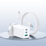 Caricabatterie JOYROOM JR-TG10 da 65 W con doppia porta USB Type-C e USB, completo di cavo da Type-C a Type-C., EU Plug, UK Plug