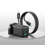 Caricabatterie JOYROOM JR-TG10 da 65 W con doppia porta USB Type-C e USB, completo di cavo da Type-C a Type-C., EU Plug, UK Plug