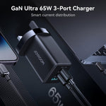 Caricabatterie JOYROOM JR-TG10 da 65 W con doppia porta USB Type-C e USB, completo di cavo da Type-C a 8 pin., EU Plug, UK Plug