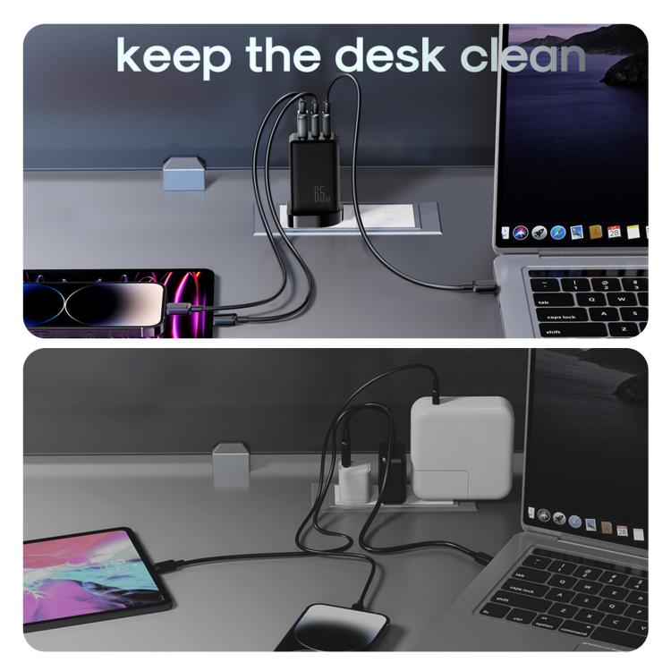 Caricabatterie JOYROOM JR-TG10 da 65 W con doppia porta USB Type-C e USB, completo di cavo da Type-C a 8 pin., EU Plug, UK Plug
