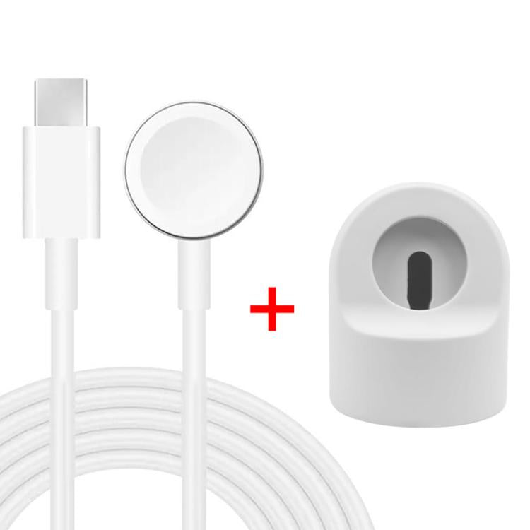 Set di supporto di ricarica in silicone e caricabatterie Type-C xDfind per Apple Watch e smartwatch., Silicone+Type-C (White), Silicone+Type-C (Black)