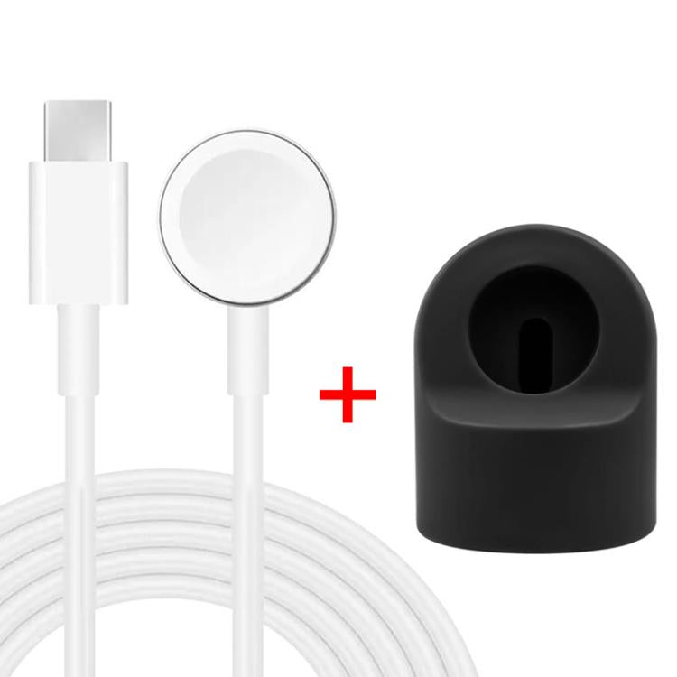 Set di supporto di ricarica in silicone e caricabatterie Type-C xDfind per Apple Watch e smartwatch., Silicone+Type-C (White), Silicone+Type-C (Black)